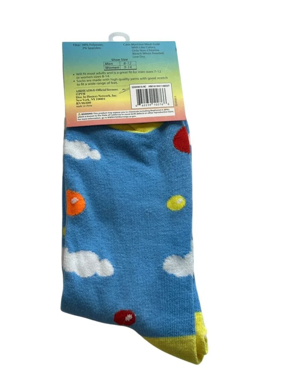 Airheads Candy Crew Socks Blue Yellow Novelty Unisex One Size NWT